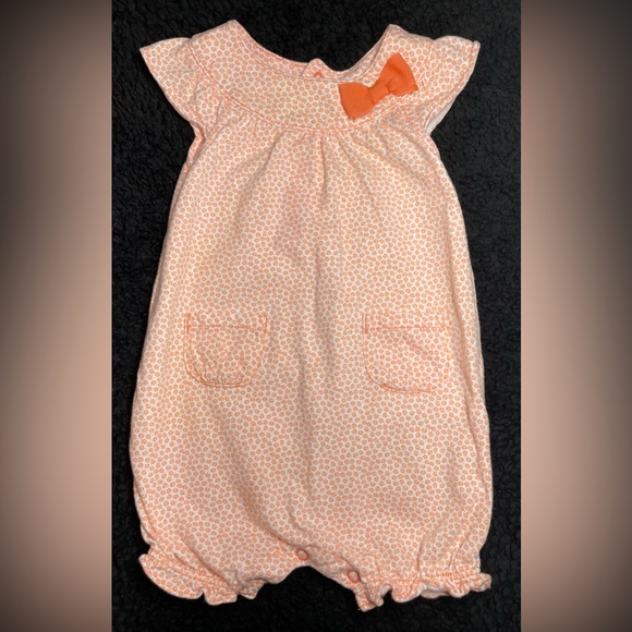 BABY GIRL ORANGE AND WHITE ROMPER | 6 MONTHS - Picture 2 of 8